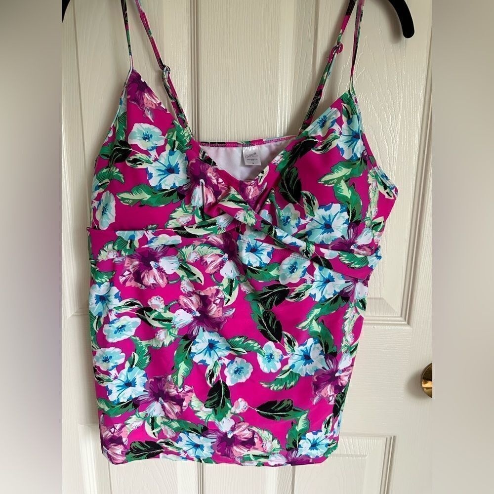 Jaclyn Smith Floral Tankini Top Womens‎ Size 18 Pink Blue Purple